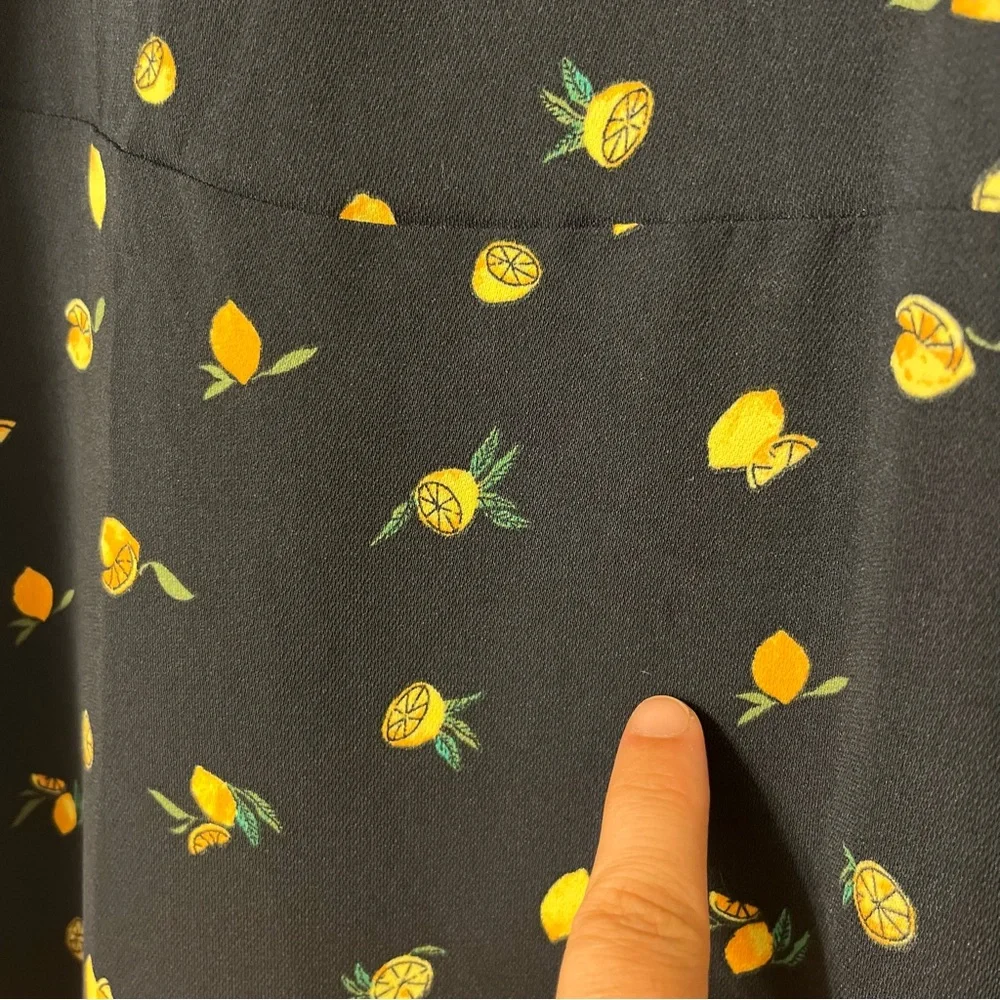 J. Crew Navy Blue Drapey Twill Lemon Print Wrap Dress Women’s Size 20 Plus 2X - Picture 10 of 12